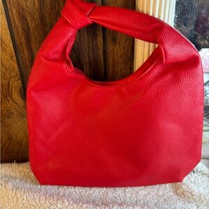 Red Faux Leather Women's Hand Bag